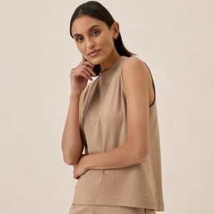 Women's Sesame Heather Airplane Mock Neck Shell